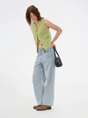 Groen gebreid gilet ulvamd top