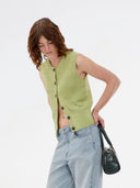 Groen gebreid gilet ulvamd top