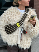 Donkerbruine gestreepte little m city bag