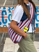 Gestreepte tas burgundy boxer