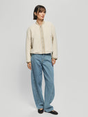 Creme teddy jacket latha