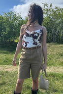 Bruine koeienprint top conny cow top