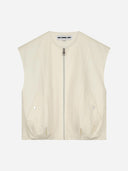 Ecru gilet met ritssluiting talia