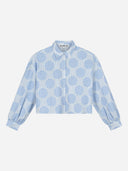 Lichtblauwe blouse liv