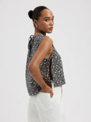 Zwarte bloemen top dana