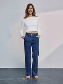 Blauwe wide leg jeans nuamber long