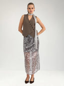 Bruin asymmetrisch gilet nulippa