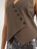 Bruin asymmetrisch gilet nulippa