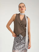 Bruin asymmetrisch gilet nulippa
