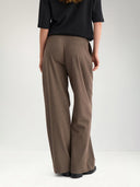Bruine pantalon met bandplooien nulippa