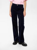 Donkerblauwe velvet broek nujoanna