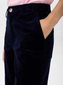 Donkerblauwe velvet broek nujoanna