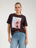 Donkerbruin t-shirt met opdruk numanta