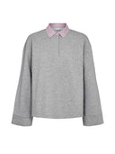 Grijze sweater met blousekraag nuzuri