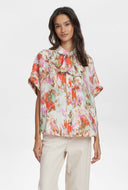 Blouse met bloemen dessin nuvinnie ss bow