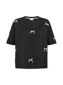 Zwart t-shirt met parelstrikjes nubetunia