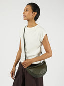 Donkergroene tas leo midi twisted handle