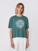 Groen t-shirt met bloem summerflower green bay