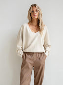 Beige v-hals trui