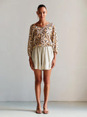 Beige linnen short