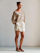 Beige linnen short