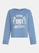 Blauwe sweater met vintage logo print