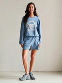 Blauwe sweater met vintage logo print