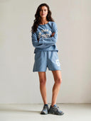 Blauwe sweater met vintage logo print