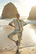 Ecru broek met print