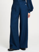 Donker blauwe pantalon met structuur bubble