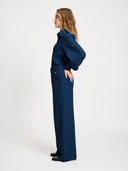 Donker blauwe pantalon met structuur bubble