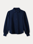 Donker blauwe blouse met structuur bubble