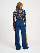 Donker blauwe pantalon colourblock