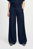 Donker blauwe wide-leg pantalon
