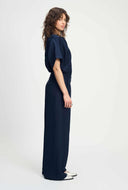 Donker blauwe wide-leg pantalon
