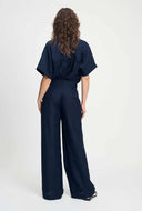 Donker blauwe wide-leg pantalon