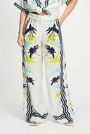 Ecru broek met print