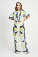 Ecru broek met print