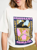 Off-white t-shirt met opdruk croissant romance