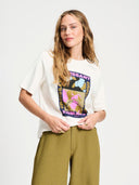Off-white t-shirt met opdruk croissant romance