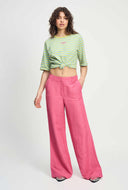 Roze linnen pantalon