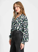 Blouse violet wild flowers ecru
