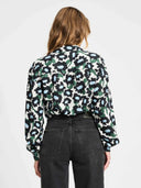 Blouse violet wild flowers ecru