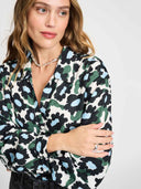 Blouse violet wild flowers ecru