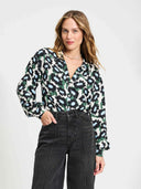Blouse violet wild flowers ecru