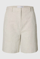 Beige linnenblend short venja sun