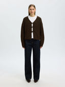 Donkerbruin vest met knopen lulu duffle