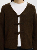 Donkerbruin vest met knopen lulu duffle