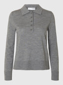 Grijze polo thea ls knit