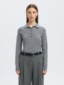 Grijze polo thea ls knit